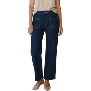 Jeans Tiro Medio Straight Fit Azul Oscuro Mujer Tiare