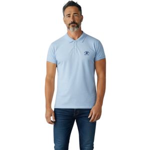 Remera Polo Manga Corta Lateral Combinado Celeste Oscuro Hombre Beverly