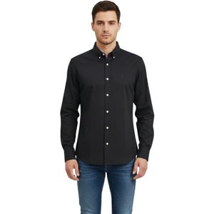 Camisa Manga Larga Basic Oxford Negro Hombre New Green