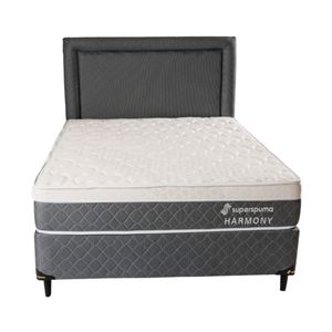 Sommier + Cabecera Rt Harmony 160x200 Cm Queen Gris Superspuma