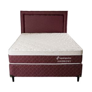 Sommier + Cabecera Rt Harmony 160x200Cm Queen Bordo Superspuma