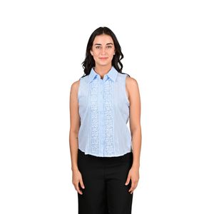 Blusa Sin Mangas Con Galones Celeste Mujer Tiare