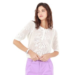 Remera Blanco Estilo Boho Con Encaje Mujer Fuera De Serie