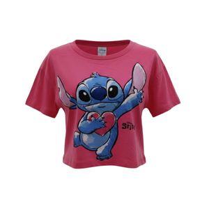 Remera Manga corta Gráfico Stitch Rosa Niña Fakini