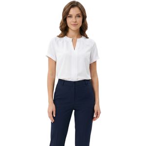 Blusa Manga Corta Cuello Mao Escote V Atenas Blanco Mujer Lori Ann