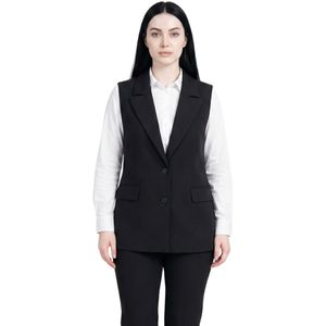 Chaleco Largo Con Cortes Negro Mujer Lori Ann