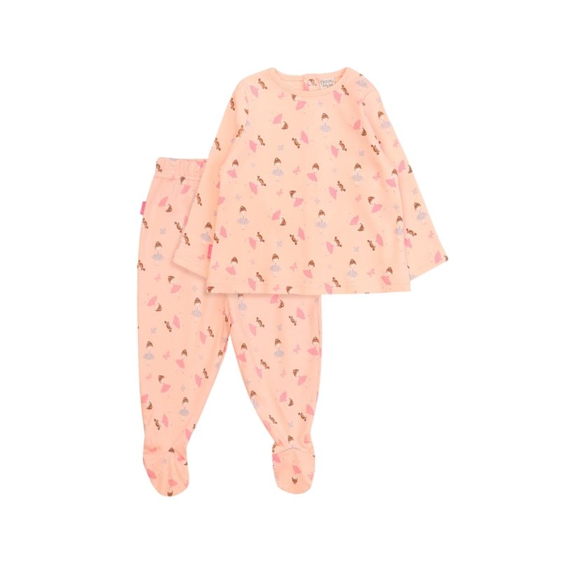 Pijama Interlock Ballet Coral Claro Niña Ficcus