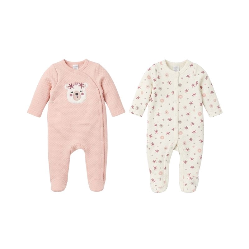 Pack De Dos Pijamas Con Piecitos Osa/Flor Rosa Infantil Tiny Tots