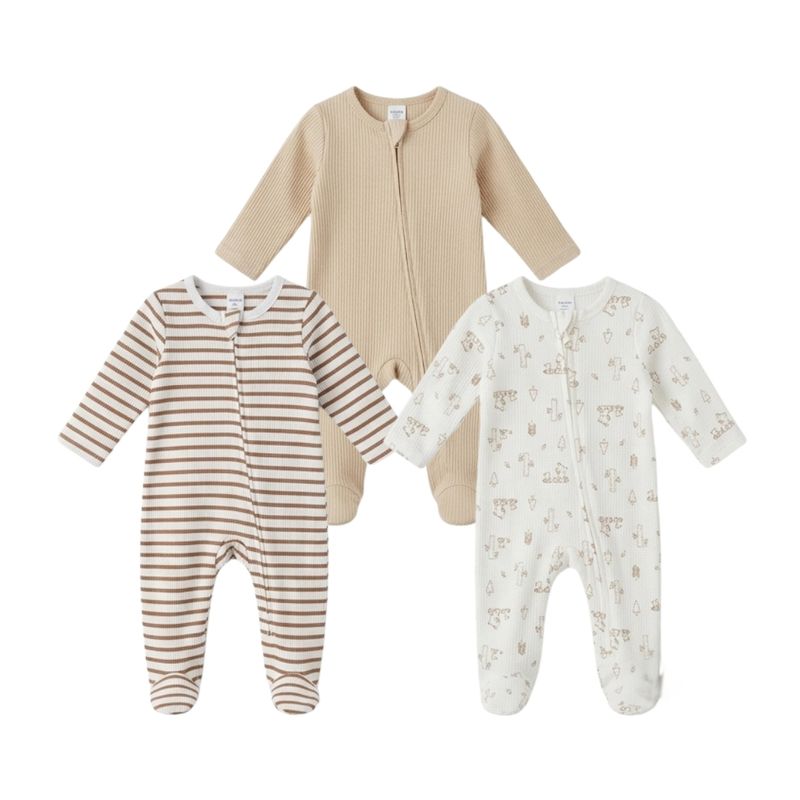 Pack De Dos Pijamas Cruzado Con Piecitos Beige Infantil Tiny Tots