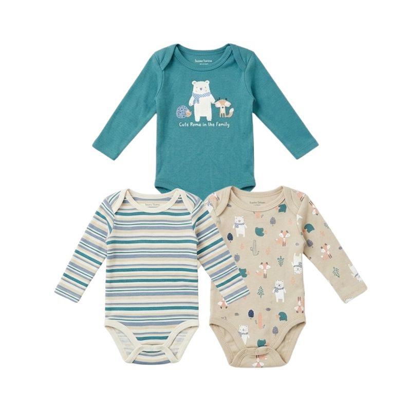 Pack De 3 Body Oso Polar Turquesa Infantil Tiny Tots