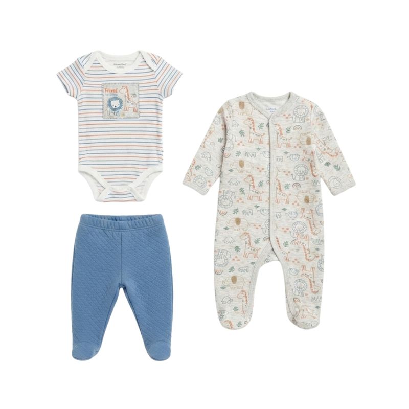 Conjunto De Tres Piezas Body Manga Corta Pantalón Pijama Combinado Infantil Tiny Tots