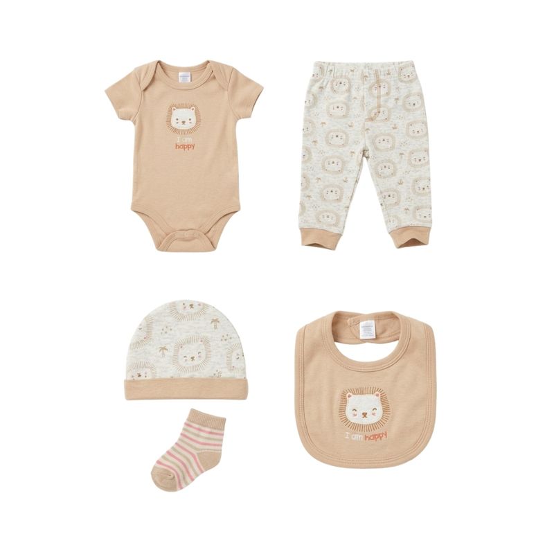 Conjunto De Cinco Piezas Body Pantalón Accesorios Combinado Infantil Tiny Tots