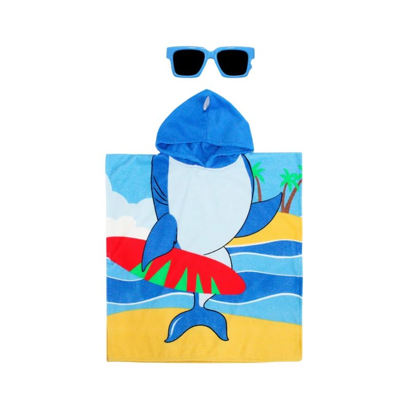 Salida De Baño Con Gafas Tiburón Azul Infantil Tiny Tots