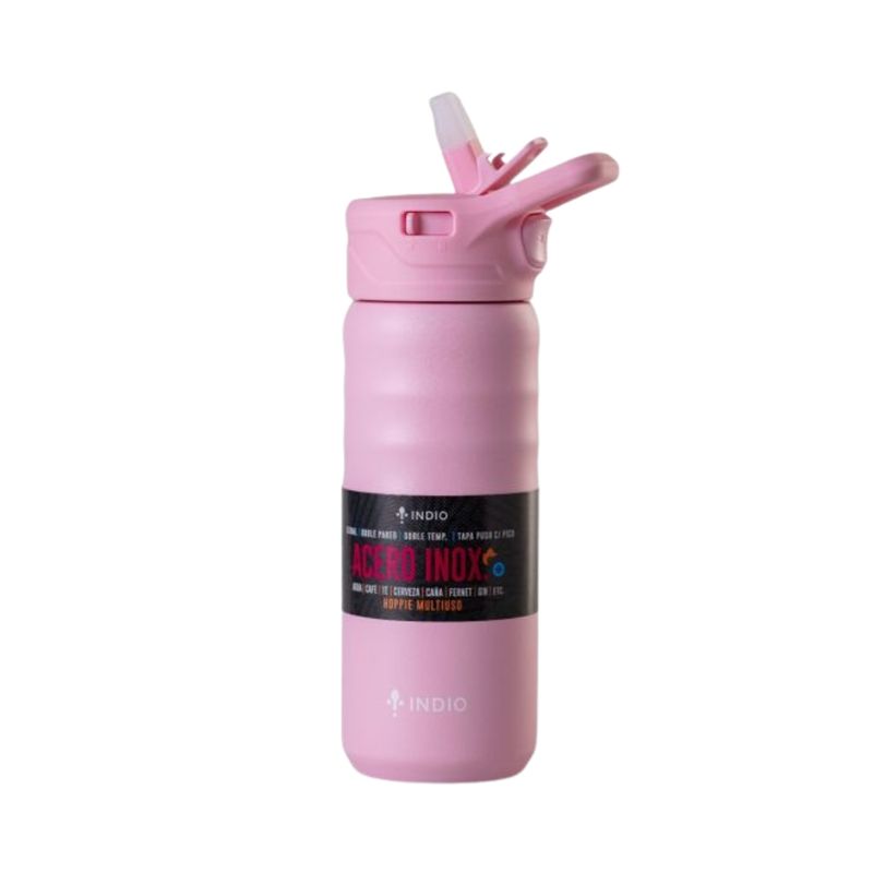 Hoppie De Acero Inoxidable Doble Pared 710 Mililitros Rosa Bebé Indio