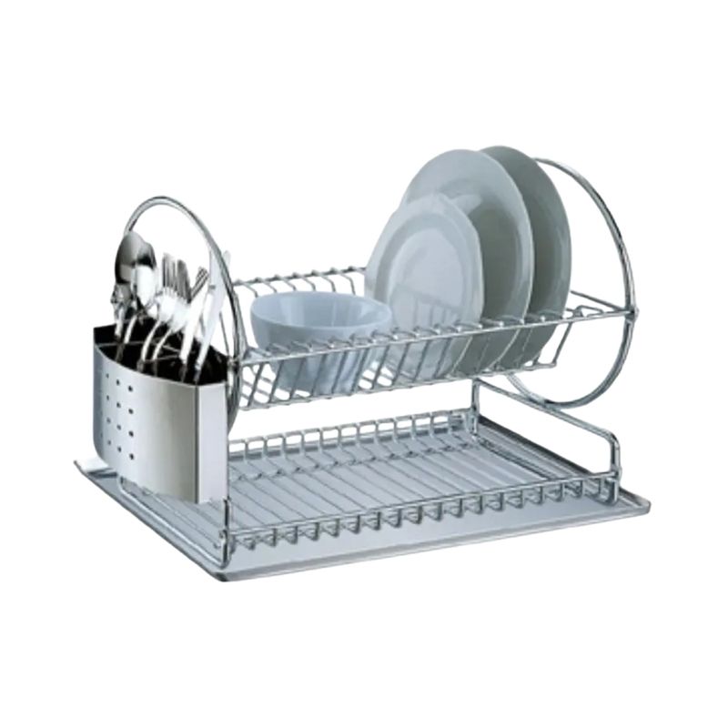 Escurridor Cromado Con Bandeja Y Cubierta 40 X 23 X 33,5 Centímetros