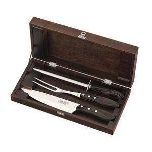 Juego Para Asado 4 Pzas. Churrasco Roble