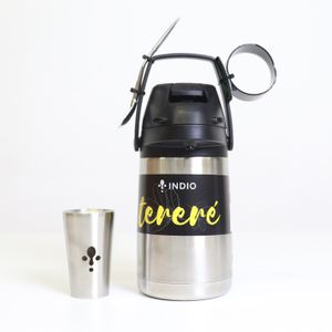 Termo acero inox. 1.3 lt+guampa acero inox+porta g