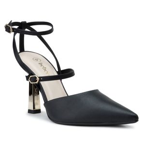 Stiletto   negro c/  taco dorado bebece