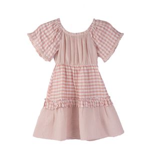 Vestido A Cuadritos Y Pliegue    Tiare