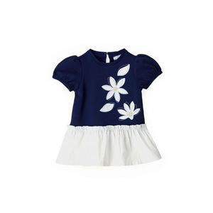 Vestido  C/ Diseño De Flores Azul