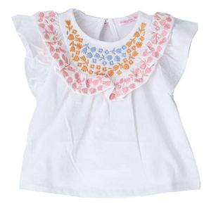 Blusa bordado de flores  blanco