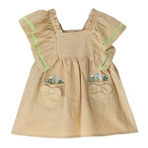 Vestido Bordado  Beige Original Marines