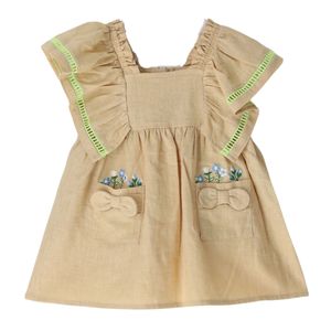 Vestido bordado  beige original marines