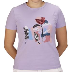 Remera diseño c/ flores  lila  tiare