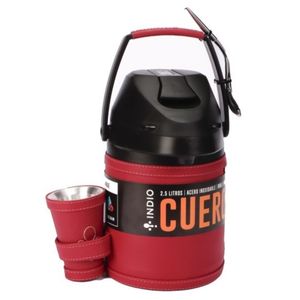 Termo Terere Inox 2,5 Cuero+Guampa+Bombilla Indio