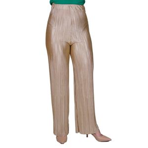 Pantalon palazo beige plizado  l'exclusif