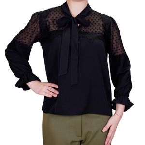 Blusa ml negro con lazo al cuello L'EXCLUSIF