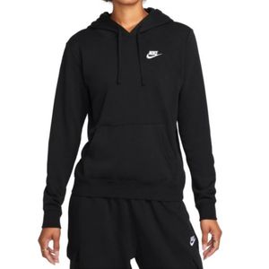 Canguro negro fleece con capucha y bolsillo nike