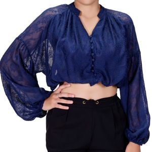 Blusa ml azul marino con botones tiare