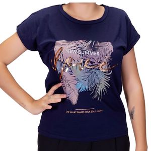 Remera Mc Azul Marino Con Estampa Tiare