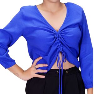 Blusa Ml Azul Royal  Con Fruncido Tiare