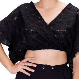 Blusa mc negro escote v tiare