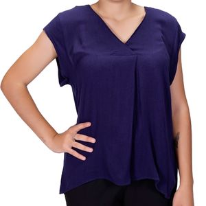 Blusa mc azul marino cuello v tiare