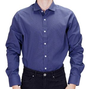 Camisa m/l azul m. cuadro New Green