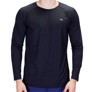 Remera ml negro ranglan uv dry Davor plus