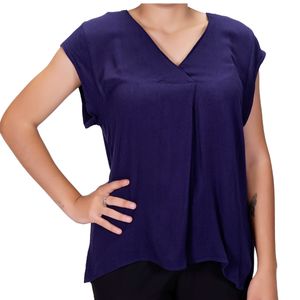 Blusa mc azul marino cuello v tiare plus