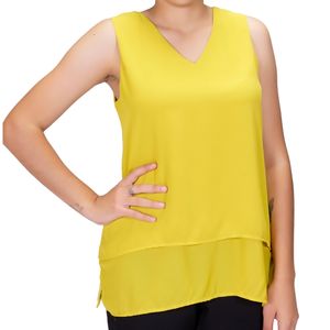 Blusa mc verde limon doble de gasa tiare plus