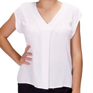 Blusa mc marfil cuello v tiare plus