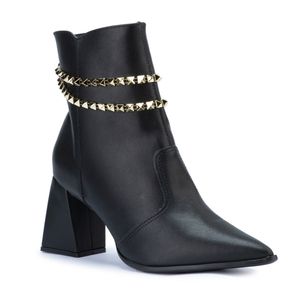 Bota  Negro Con Cadena Tendencia Bebece