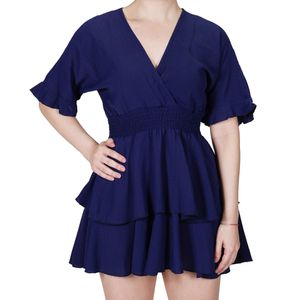 Vestido mc  azul marino manga con volado Tiare