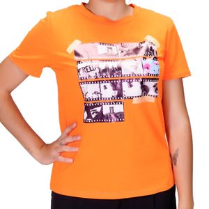 Remera mc naranja con estampa tiare