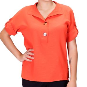 Blusa mc naranja con 2 botones tiare plus