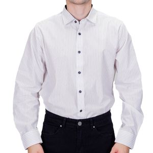 Camisa m/l blanco rayas f. NEW GREEN