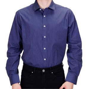 Camisa m/l azul m. rayas f. NEW GREEN