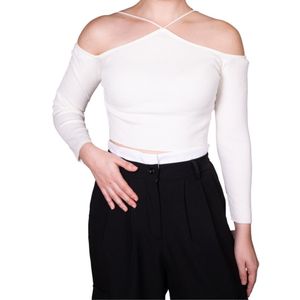 Top ml blanco cuello hatler tejido tiare