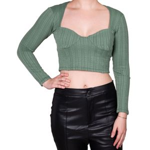 Remera Verde Musgo Acanalado Tiare